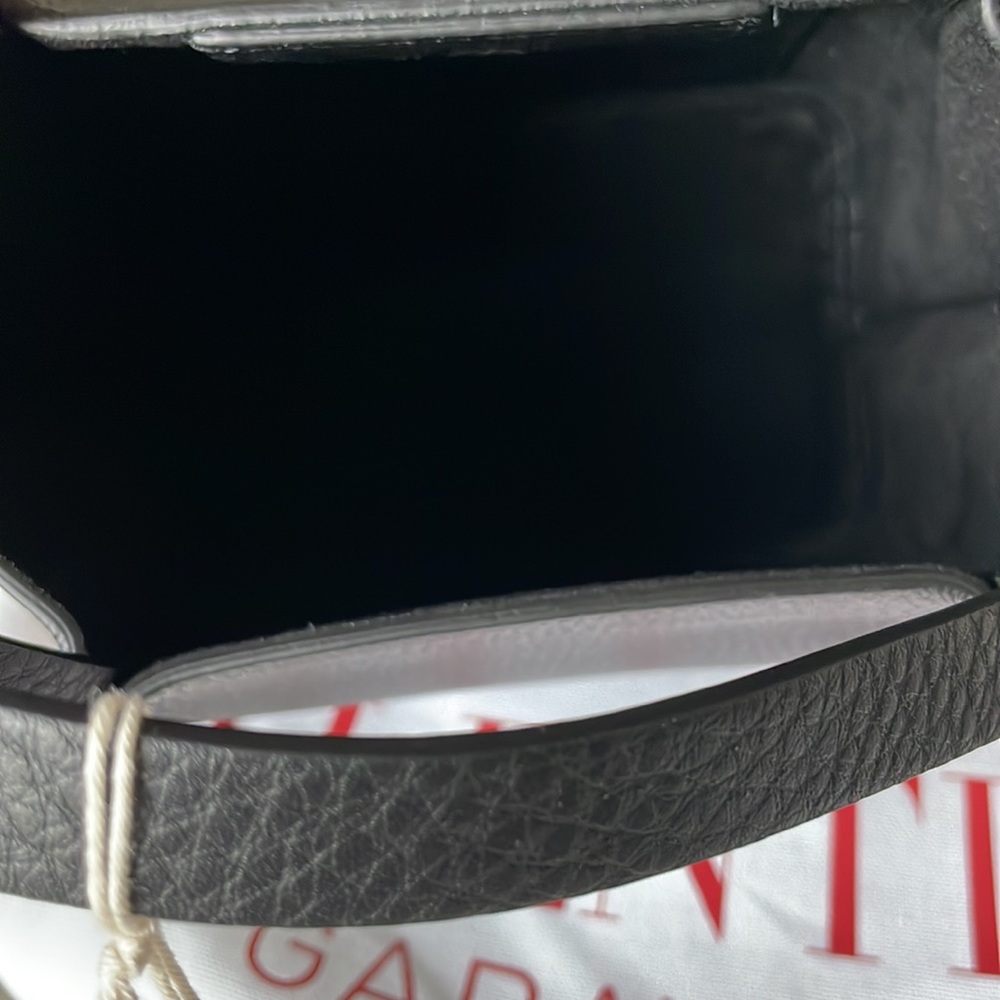 Valentino rockstud small black pebbled leather tote crossbody strap bag clutch - Picture 10 of 15